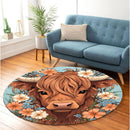 Cow Flower Round Rug