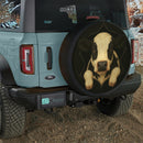 Cow In A Torn Fabric Jeep Car Spare Tire Cover