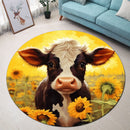 Cow Sunflower Round Rug