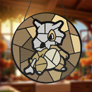 Cubone Pokemon Round Stained Glass Suncatcher