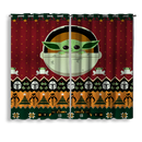 Cute Yoda Space Christmas Window Curtain