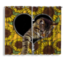 Cute Cat Sunflower Zipper Window Curtain