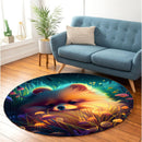 Cute Pomeranian Bedded Down In The Grass Round Rug