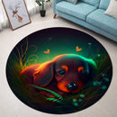 Cute Dachshund Bedded Down In The Grass Round Rug