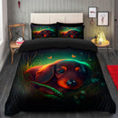 Cute Dachshund Bedded Down In The Grass Safe And Cozy Fireflies Bedding Set