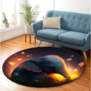 Cute Elephant Bedded Down In The Grass 1 Round Rug
