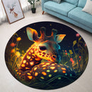 Cute Giraffe Bedded Down In The Grass 1 Round Rug