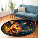 Cute Giraffe Bedded Down In The Grass 1 Round Rug