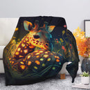 Cute Giraffe Bedded Down In The Grass Safe And Cozy Fireflies Moonlight Premium Blanket