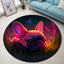 Cute Pink French Bulldog Bedded Down In The Grass Round Rug