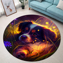 Cute Puppy Bedded Down In The Grass 4 Round Rug