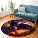 Cute Puppy Bedded Down In The Grass 4 Round Rug