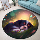 Cute Puppy Bedded Down In The Grass 5 Round Rug