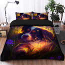 Cute Puppy 2 Bedded Down In The Grass Safe And Cozy Fireflies Bedding Set