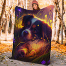 Cute Puppy 3 Bedded Down In The Grass Safe And Cozy Fireflies Moonlight Premium Blanket