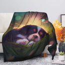 Cute Puppy 4 Bedded Down In The Grass Safe And Cozy Fireflies Moonlight Premium Blanket