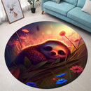 Cute Sloth Bedded Down In The Grass Round Rug