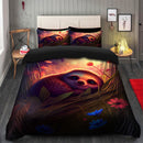 Cute Sloth Bedded Down In The Grass Safe And Cozy Fireflies Bedding Set