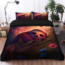 Cute Sloth Bedded Down In The Grass Safe And Cozy Fireflies Bedding Set