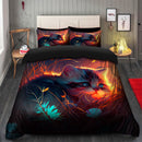 Cute Cat Bedded Down In The Grass Safe And Cozy Fireflies Bedding Set