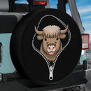 Cute Highland Cow Unzipped Jeep Car Spare Tire Cover