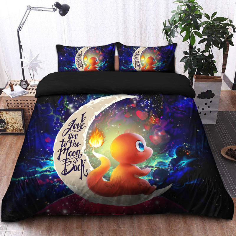 Cute Charmander Pokemon Love You To The Moon Galaxy Bedding Set Duvet Cover And 2 Pillowcases Nearkii