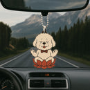 Cute Chibi Dog Mandala Meditating Yoga Lotus Car Ornament Custom Car Accessories Decorations