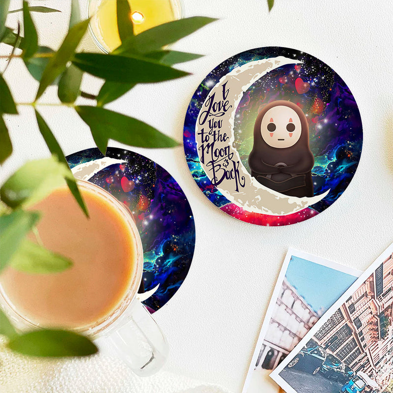 Cute No Face Ghibli Love You To The Moon Galaxy Ceramic Decor Coaster - Gift Idea