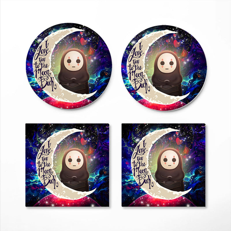 Cute No Face Ghibli Love You To The Moon Galaxy Ceramic Decor Coaster - Gift Idea