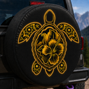Yellow Hibiscus Sea Turtle Custom Jeep Wheel Cover With Camera Hole