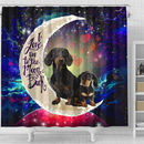 Dachshund Couple Love You To The Moon Galaxy Shower Curtain Nearkii