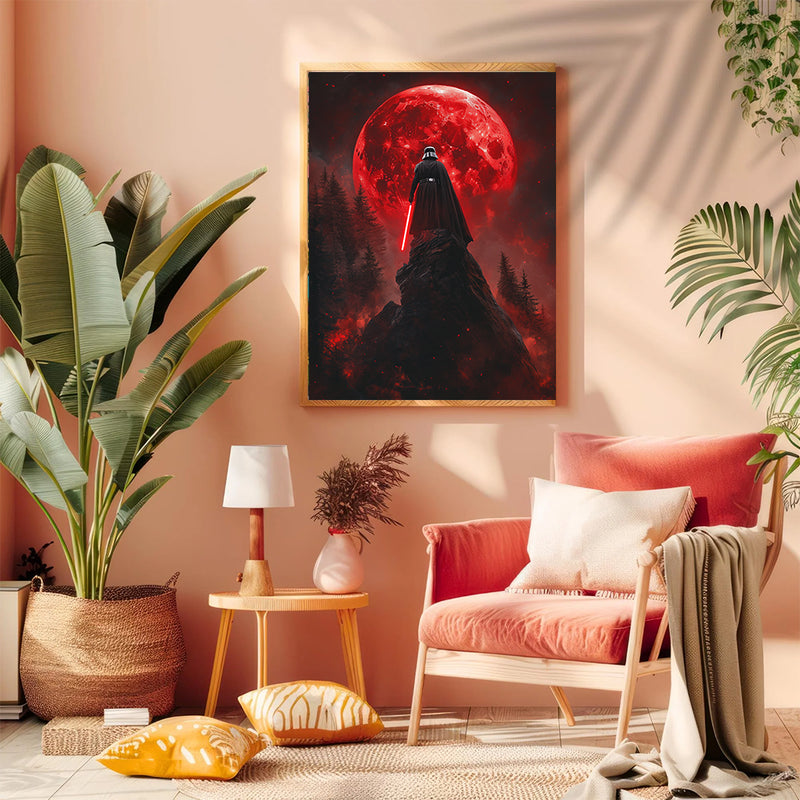 Darth Vader Sillohetted Red Moon - Living Room - Canvas Wall Art - Print - Wall Decor