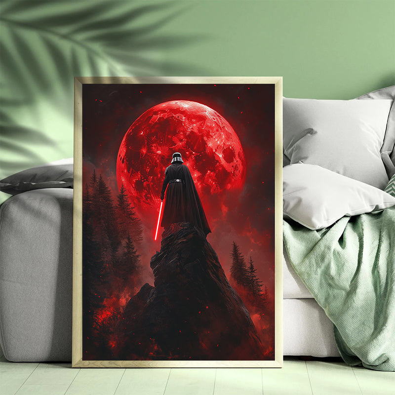 Darth Vader Sillohetted Red Moon - Living Room - Canvas Wall Art - Print - Wall Decor