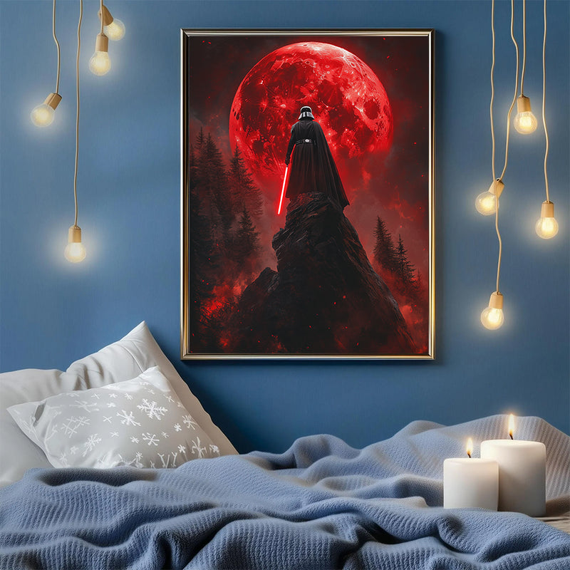 Darth Vader Sillohetted Red Moon - Living Room - Canvas Wall Art - Print - Wall Decor