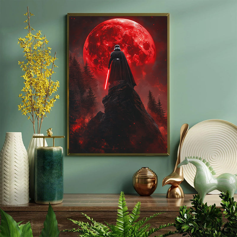 Darth Vader Sillohetted Red Moon - Living Room - Canvas Wall Art - Print - Wall Decor