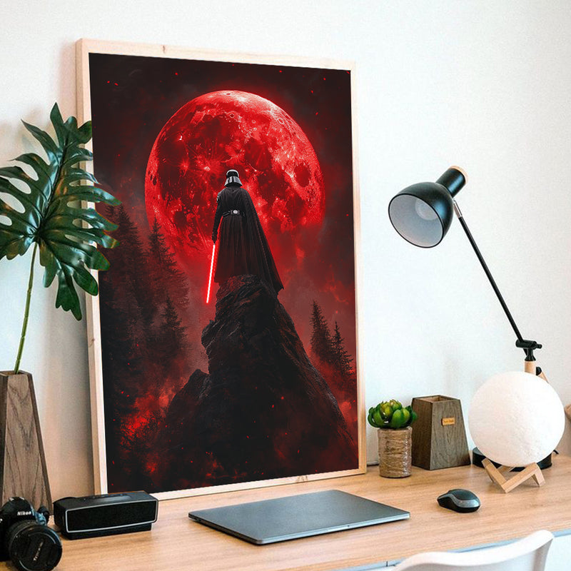 Darth Vader Sillohetted Red Moon - Living Room - Canvas Wall Art - Print - Wall Decor