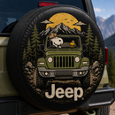 Snoopy Camping Jeep Custom Wheel Cover With Camera Hole