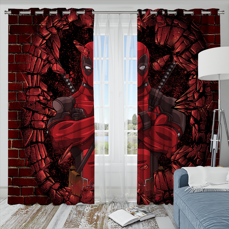 Deadpool Break Wall Style Window Curtain