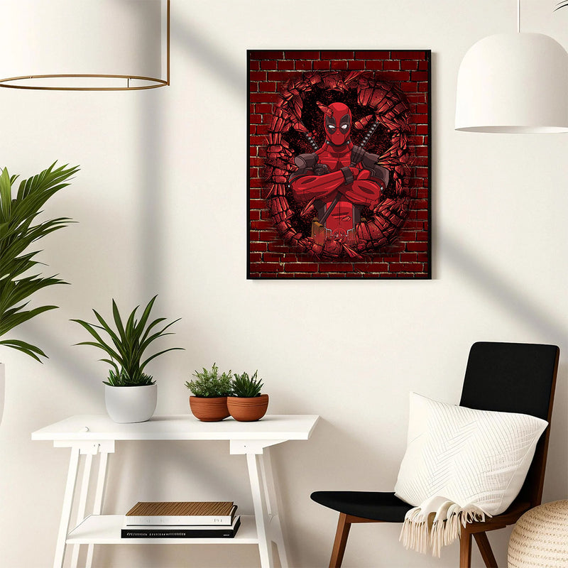 Deadpool Break Wall - Living Room - Canvas Wall Art - Print - Wall Decor