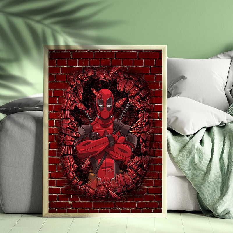 Deadpool Break Wall - Living Room - Canvas Wall Art - Print - Wall Decor