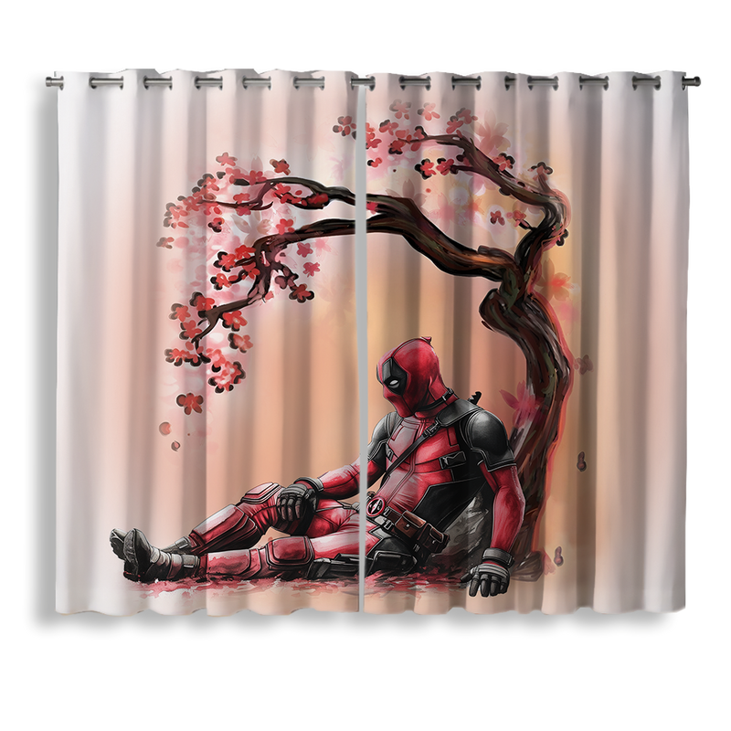 Deadpool Cherry Blossom Window Curtain