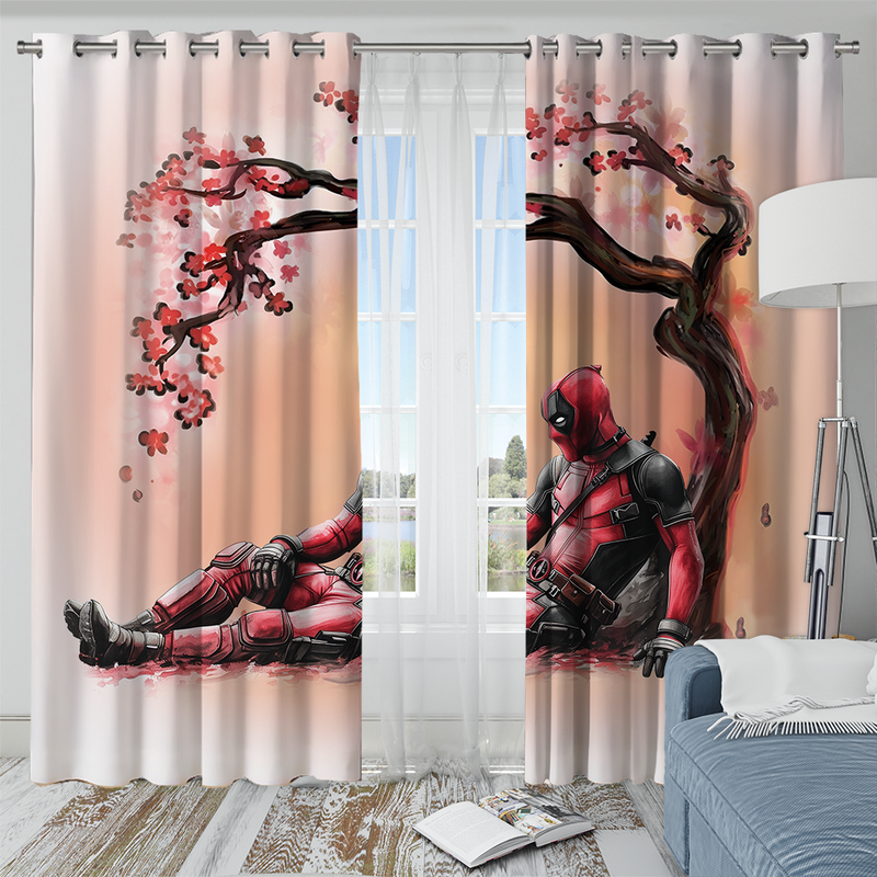 Deadpool Cherry Blossom Window Curtain