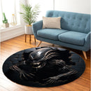 Alien Xenomorph Attacking Through A Brick Wall Round Rug