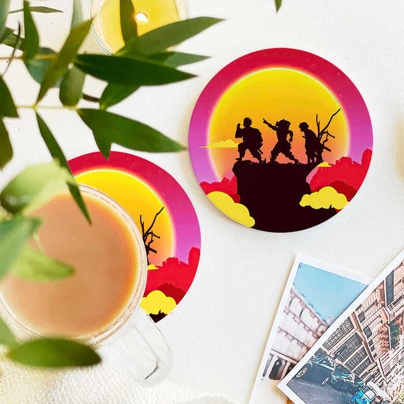 Demon Slayer Kimetsu No Yaiba Sunset Ceramic Decor Coaster - Gift Idea