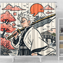 Demon Slayer Sanemi Anime Japan Ink Style Shower Curtain