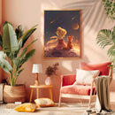 A Little Girl And Fox Is Sitting On A Plane - Living Room - Canvas Wall Art - Print - Wall Decor