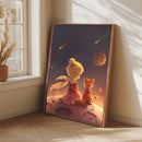 A Little Girl And Fox Is Sitting On A Plane - Living Room - Canvas Wall Art - Print - Wall Decor