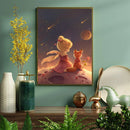 A Little Girl And Fox Is Sitting On A Plane - Living Room - Canvas Wall Art - Print - Wall Decor