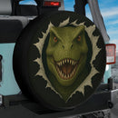Dinosaur In A Torn Fabric Car Spare Tire Cover