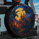 Dragon Attack Castle At Moon Night Stained Glass Jeep Car Spare Tire Cover